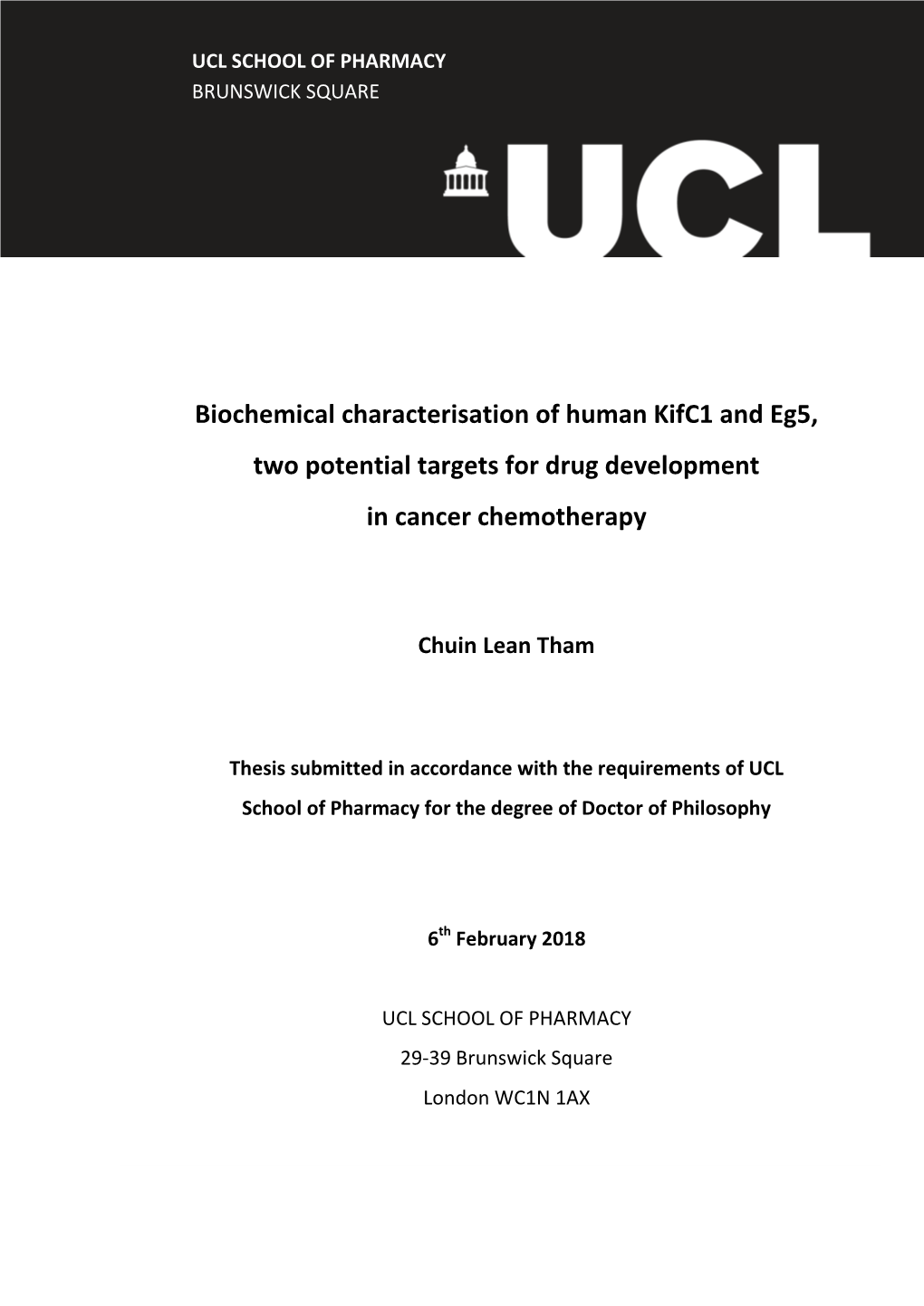 Biochemical Characterisation of Human Kifc1 and Eg5, Two Potential Targets for Drug Development in Cancer Chemotherapy