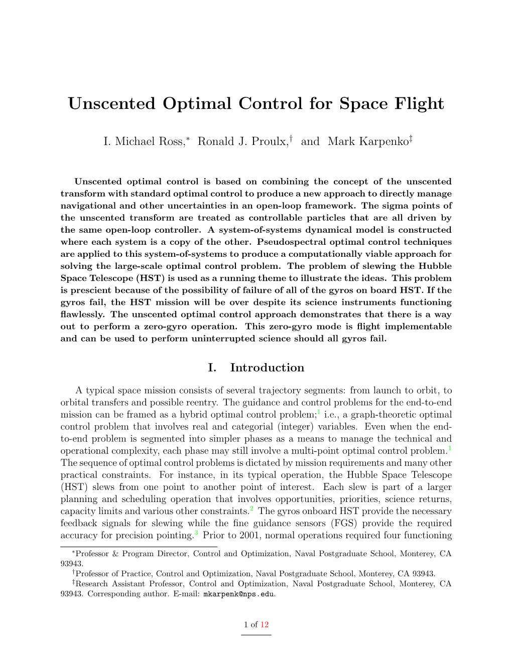 Unscented Optimal Control for Space Flight