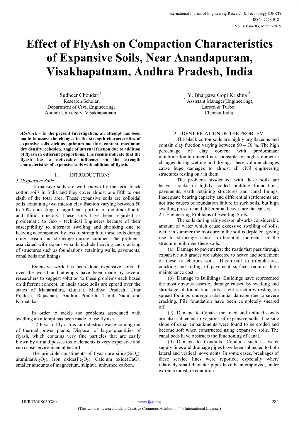 Effect of Flyash on Compaction Characteristics of Expansive Soils, Near Anandapuram, Visakhapatnam, Andhra Pradesh, India