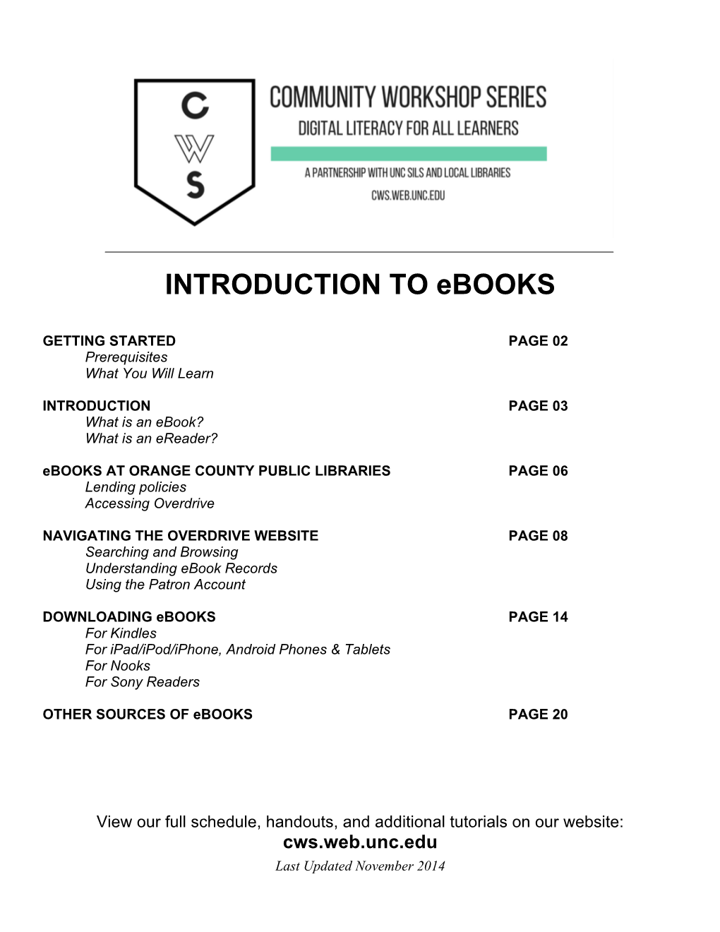 Introduction to Ebooks Handout