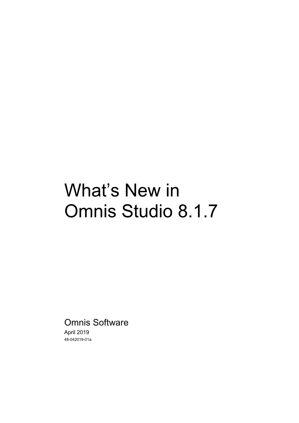 What's New in Omnis Studio 8.1.7