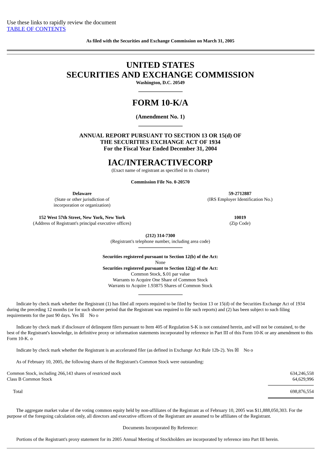 United States Securities and Exchange Commission Form