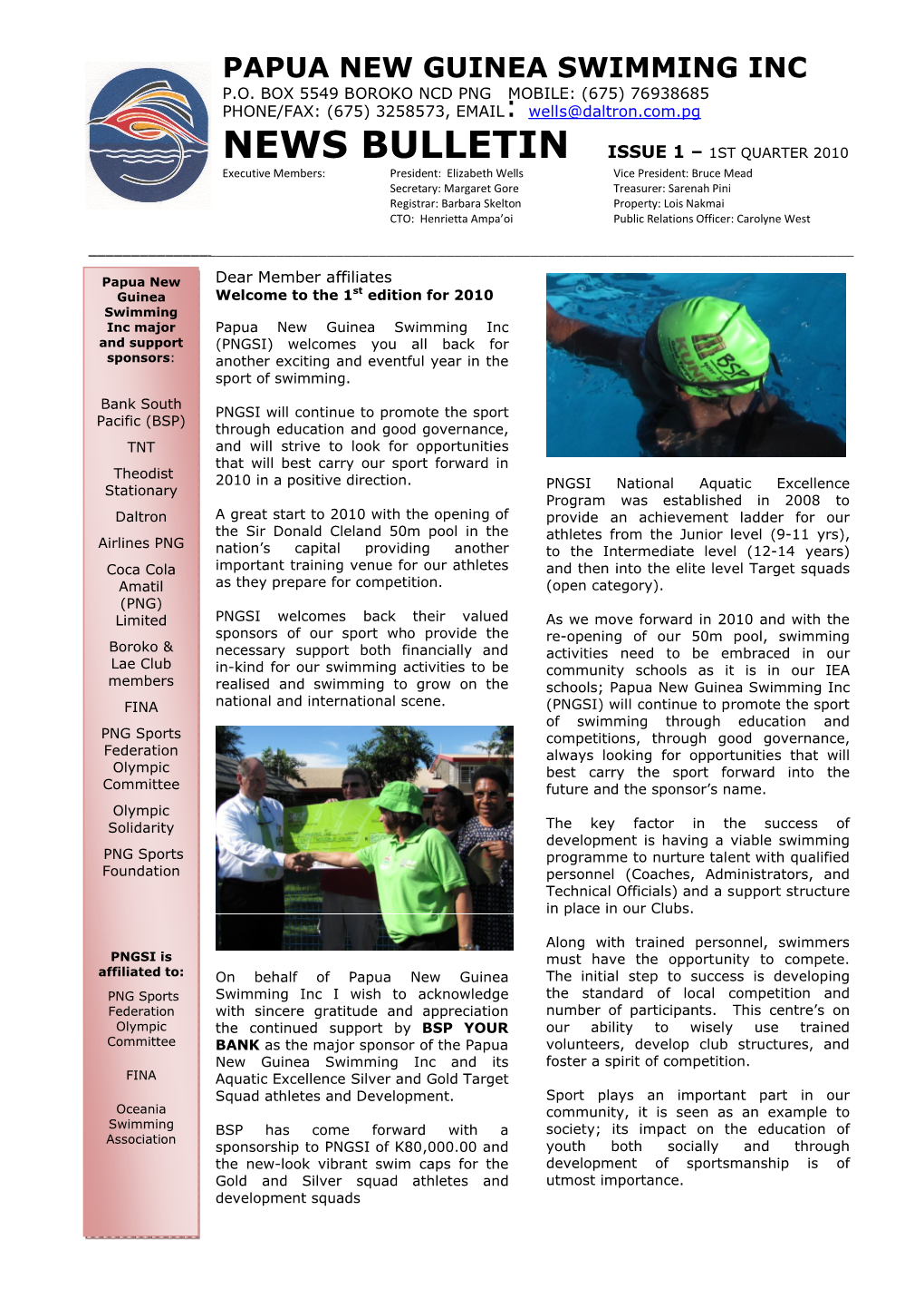 News Bulletin Issue 1 – 1St Quarter 2010