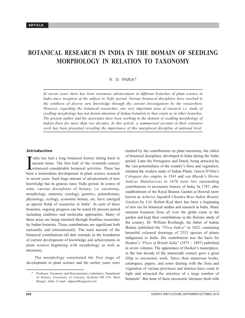 Botanical Research in India in the Domain of Seedling Morphology in Relation to Taxonomy