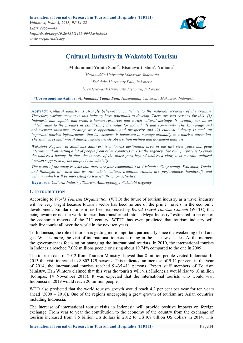 Cultural Industry in Wakatobi Tourism