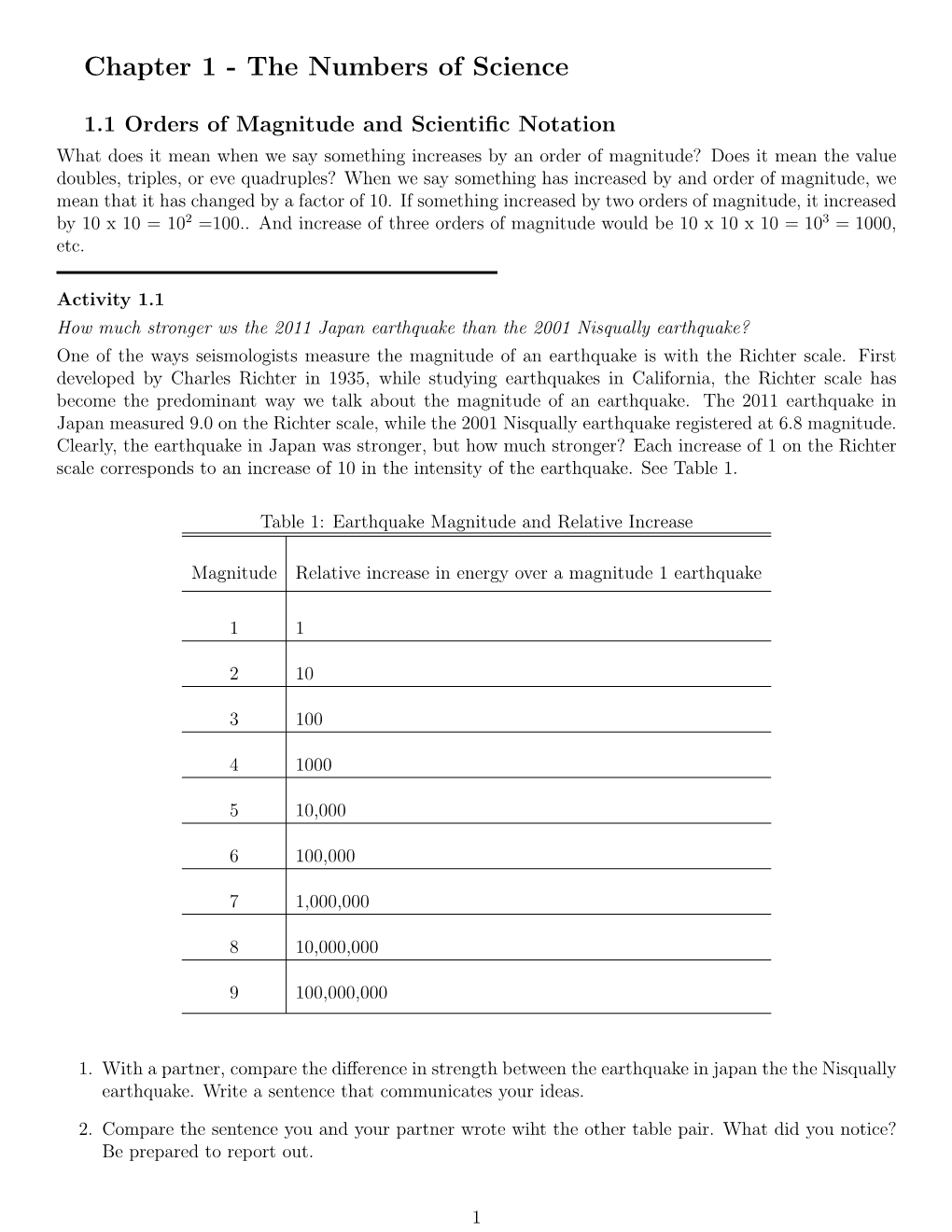 Chapter 1 - the Numbers of Science