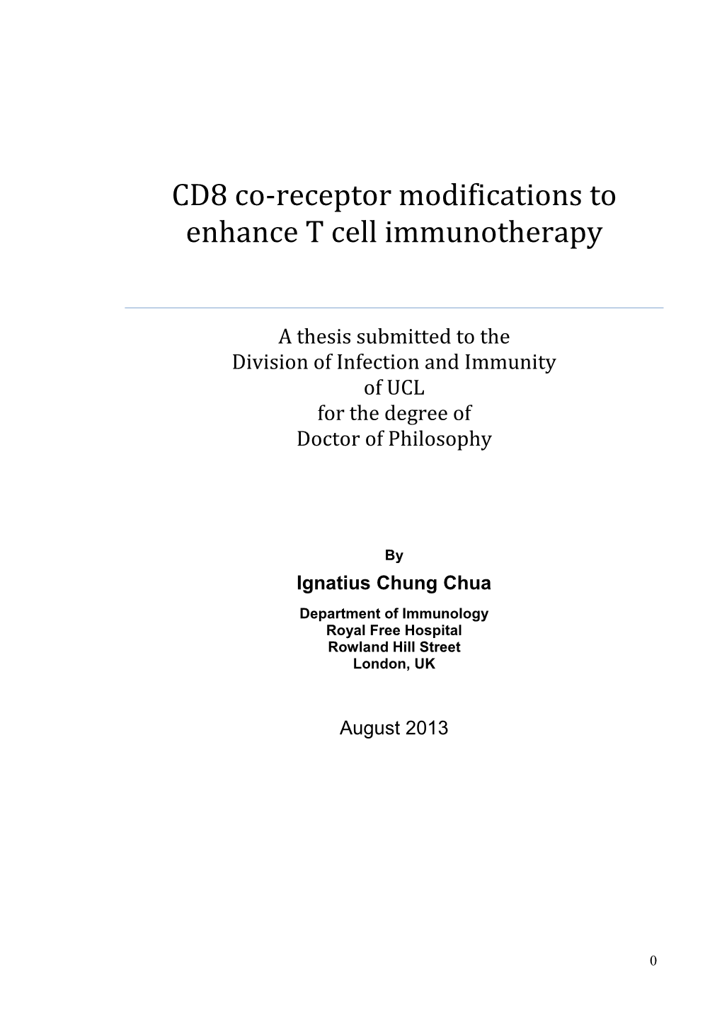 CD8 Co-Receptor Modifications to Enhance T Cell Immunotherapy