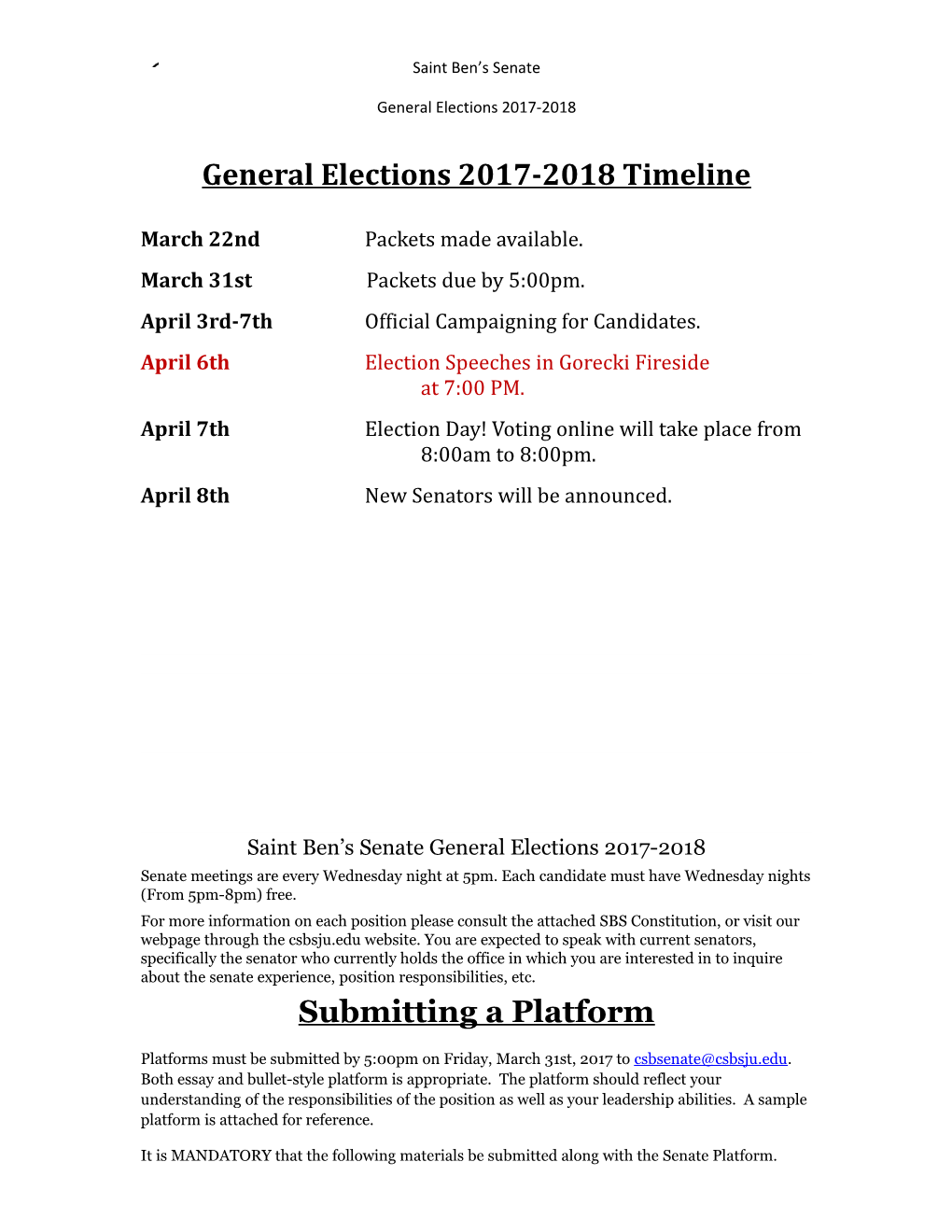 General Elections 2017-2018 Timeline