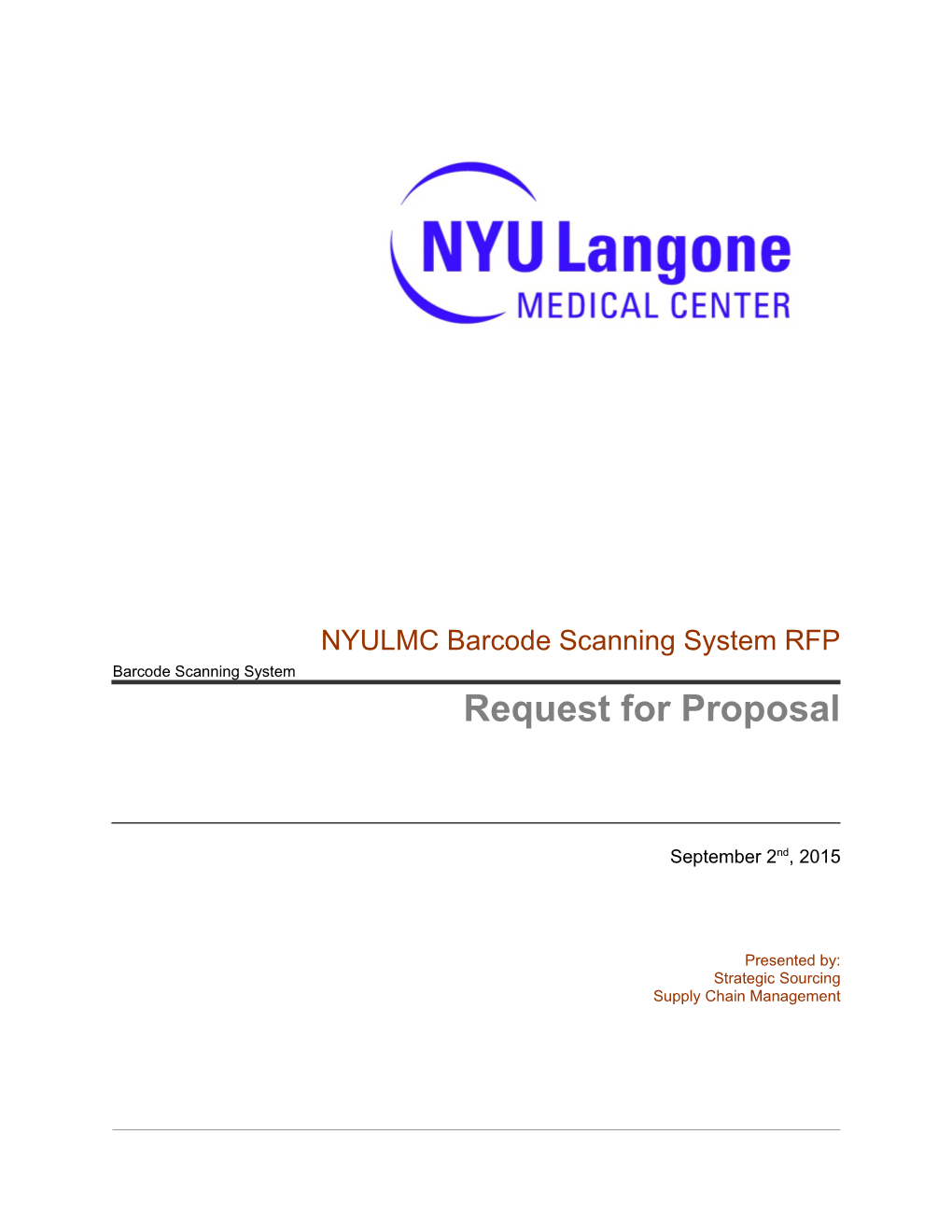 NYULMC Barcode Scanning System RFP