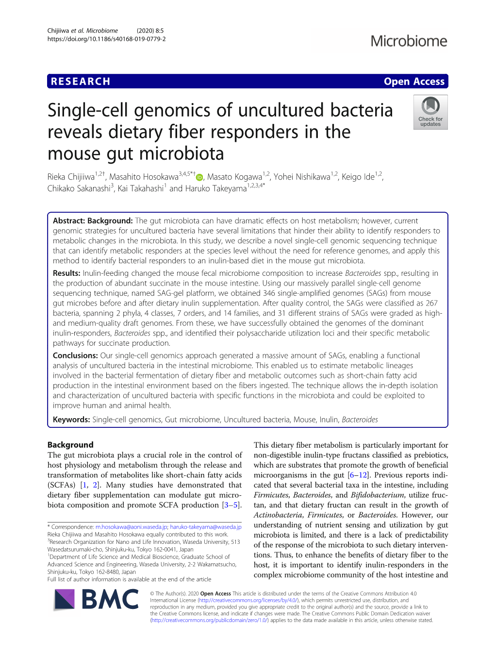 Single-Cell Genomics of Uncultured Bacteria Reveals Dietary Fiber