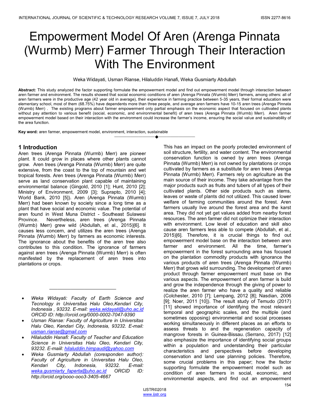 (Arenga Pinnata (Wurmb) Merr) Farmer Through Their Interaction with the Environment