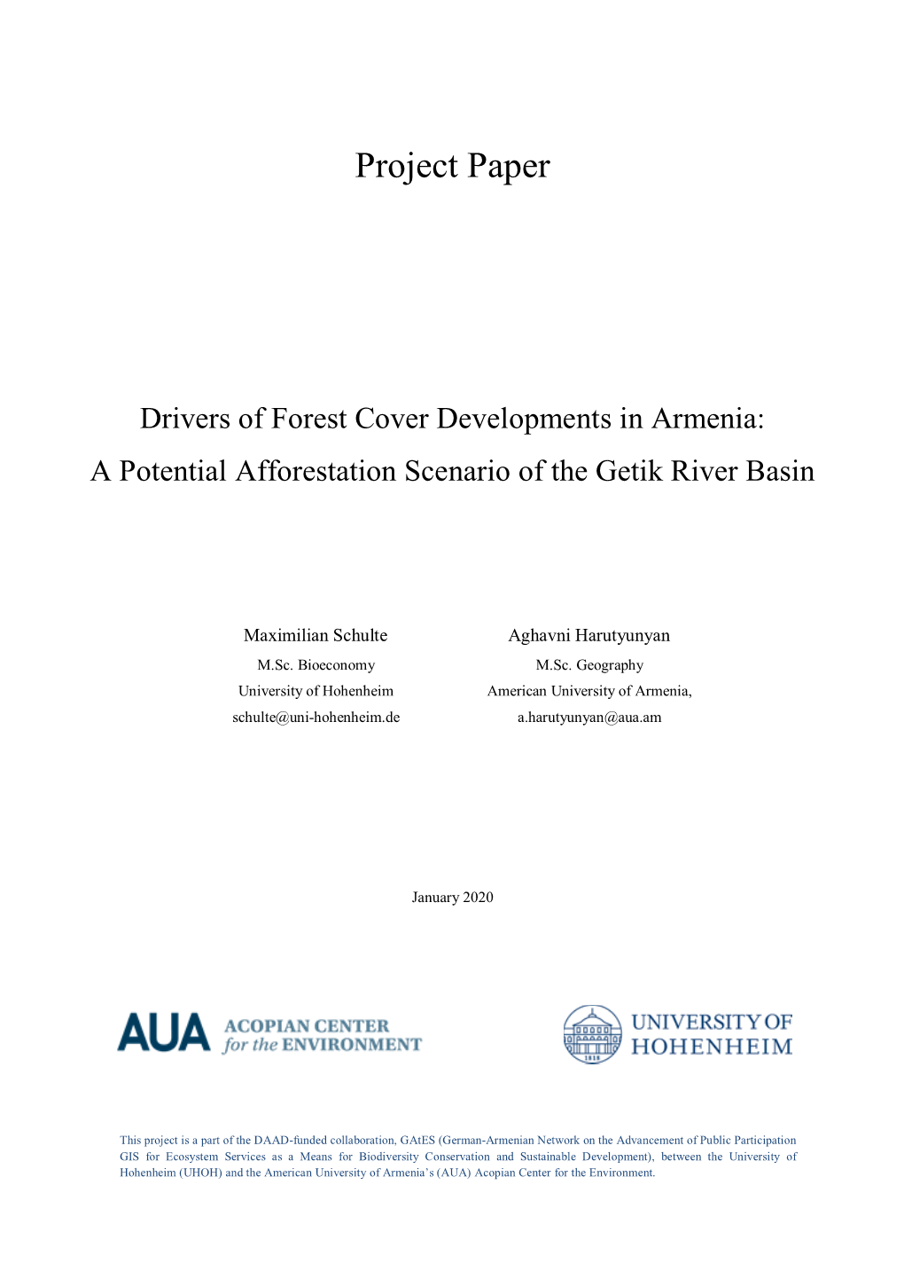 A Potential Afforestation Scenario of the Getik River Basin