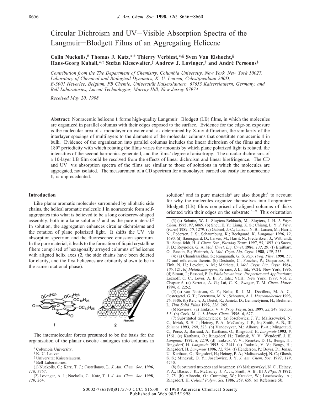 Circular Dichroism and UV-Visible Absorption Spectra of the Langmuir-Blodgett Films of an Aggregating Helicene