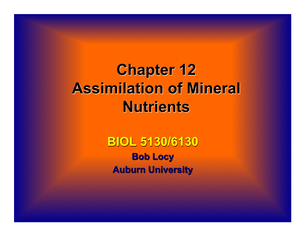 Chapter 12 Assimilation of Mineral Nutrients