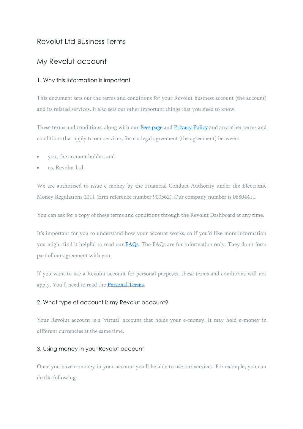 Revolut Ltd Business Terms My Revolut Account