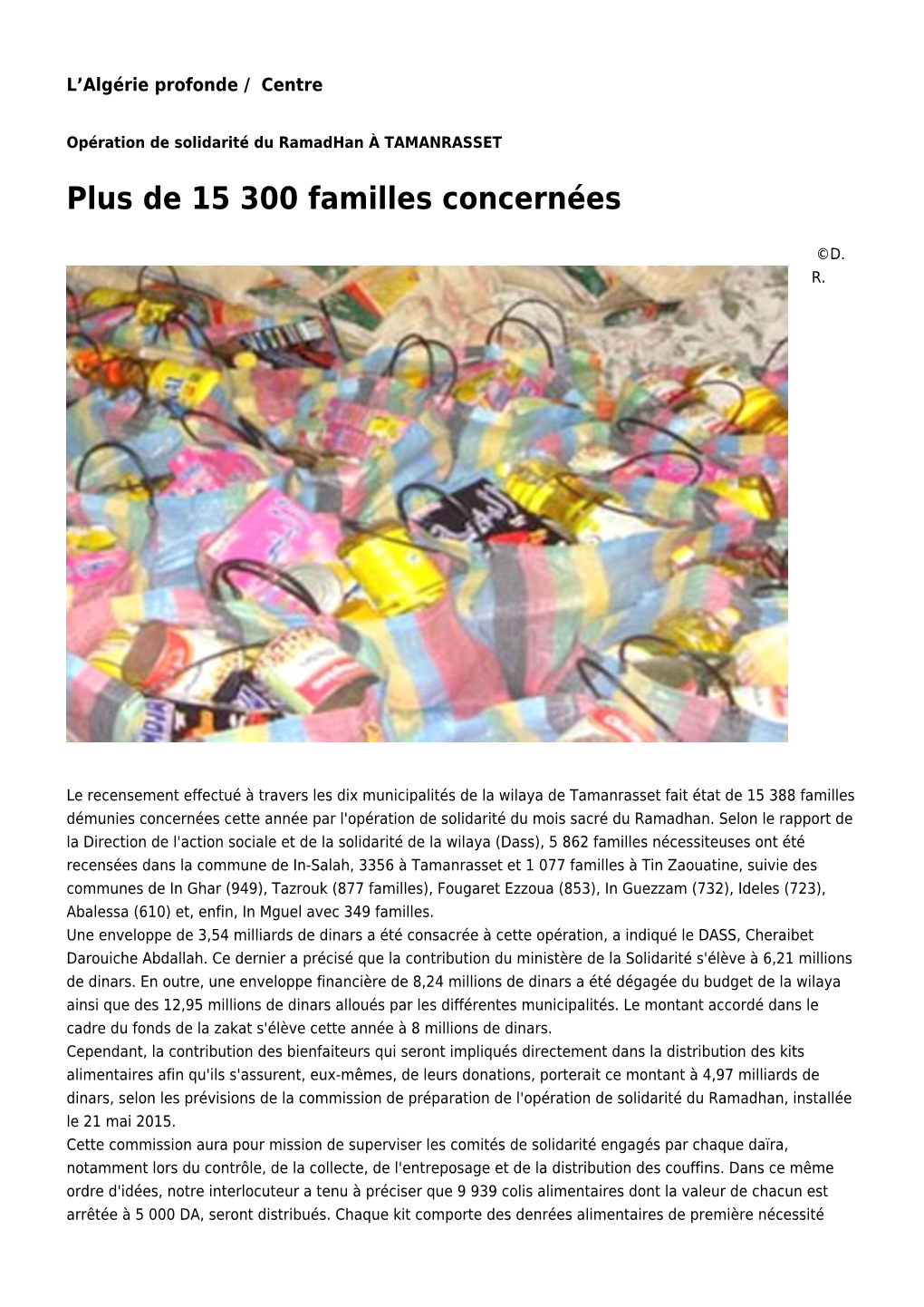 De 15 300 Familles Concernées