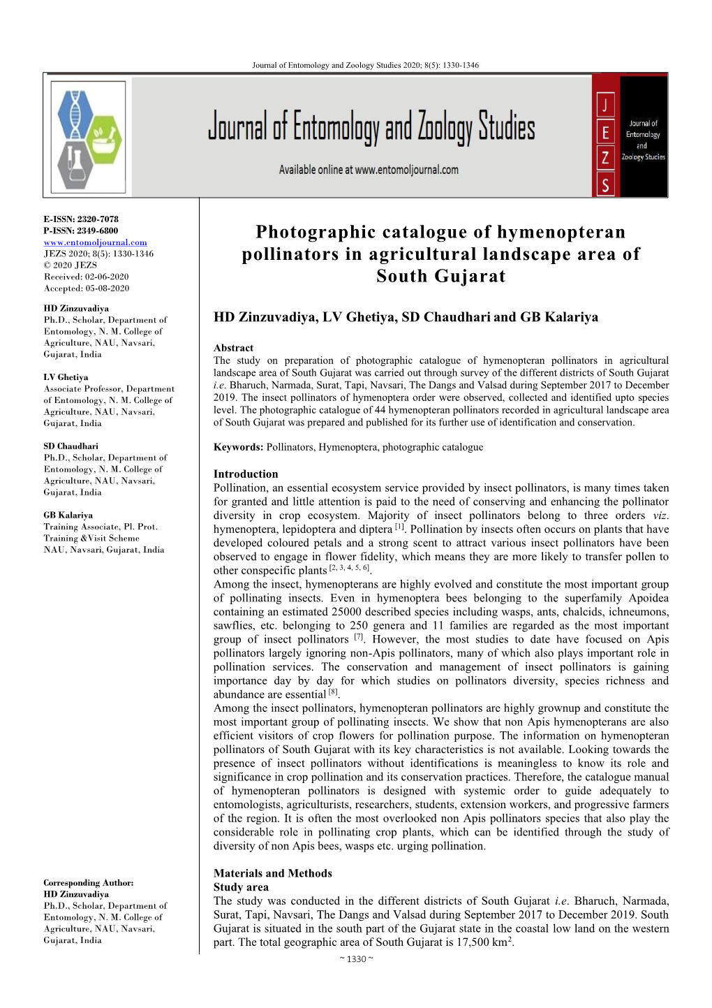 Photographic Catalogue of Hymenopteran Pollinators in Agricultural