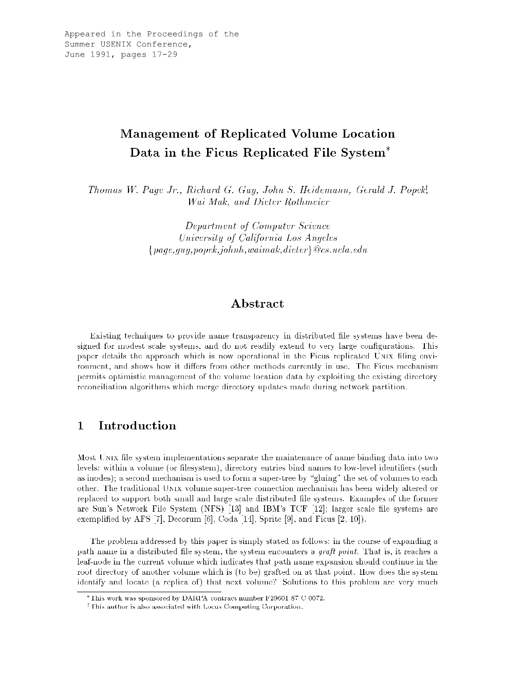 Management of Replicated Volume Location Data in the Ficus
