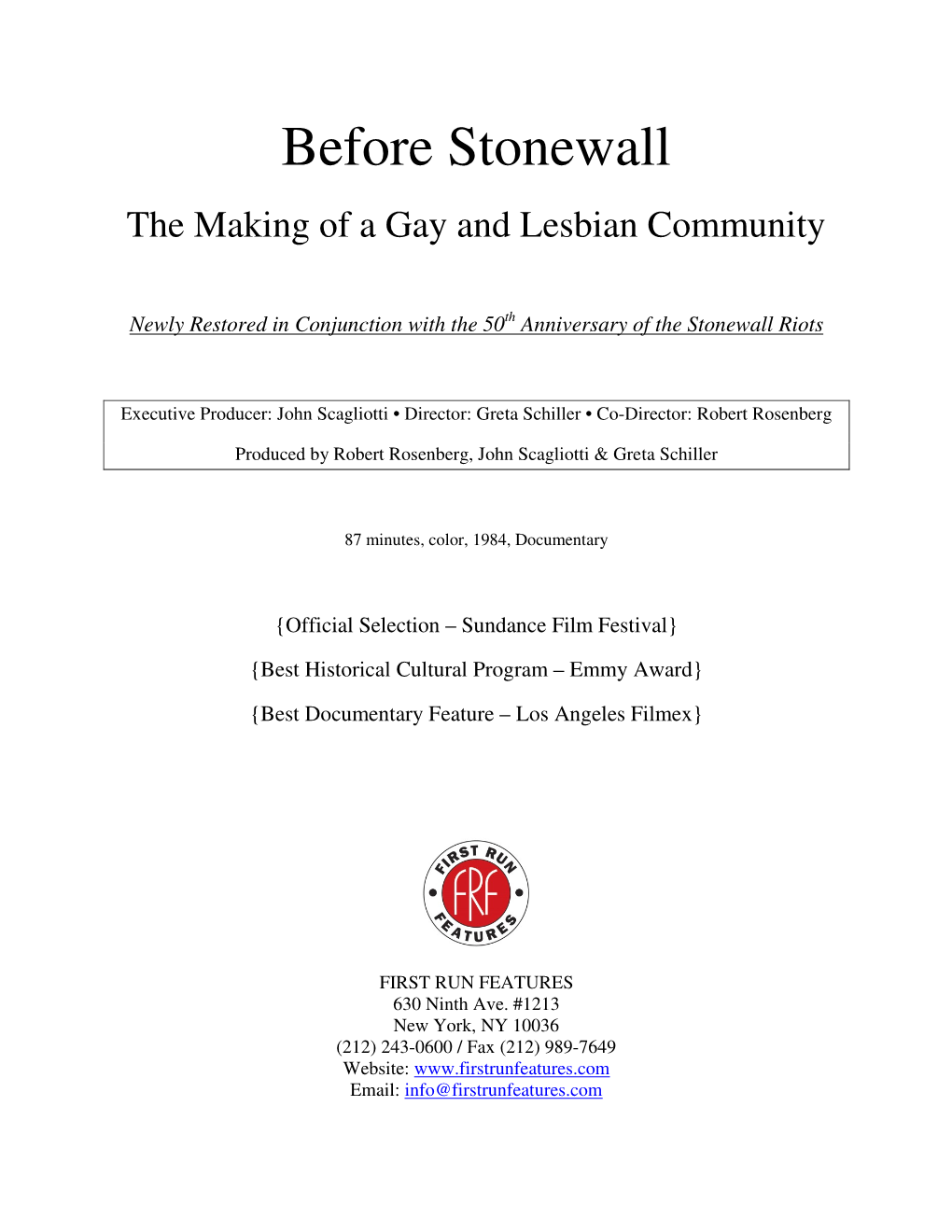 Before Stonewall the Making of a Gay and Lesbian Community