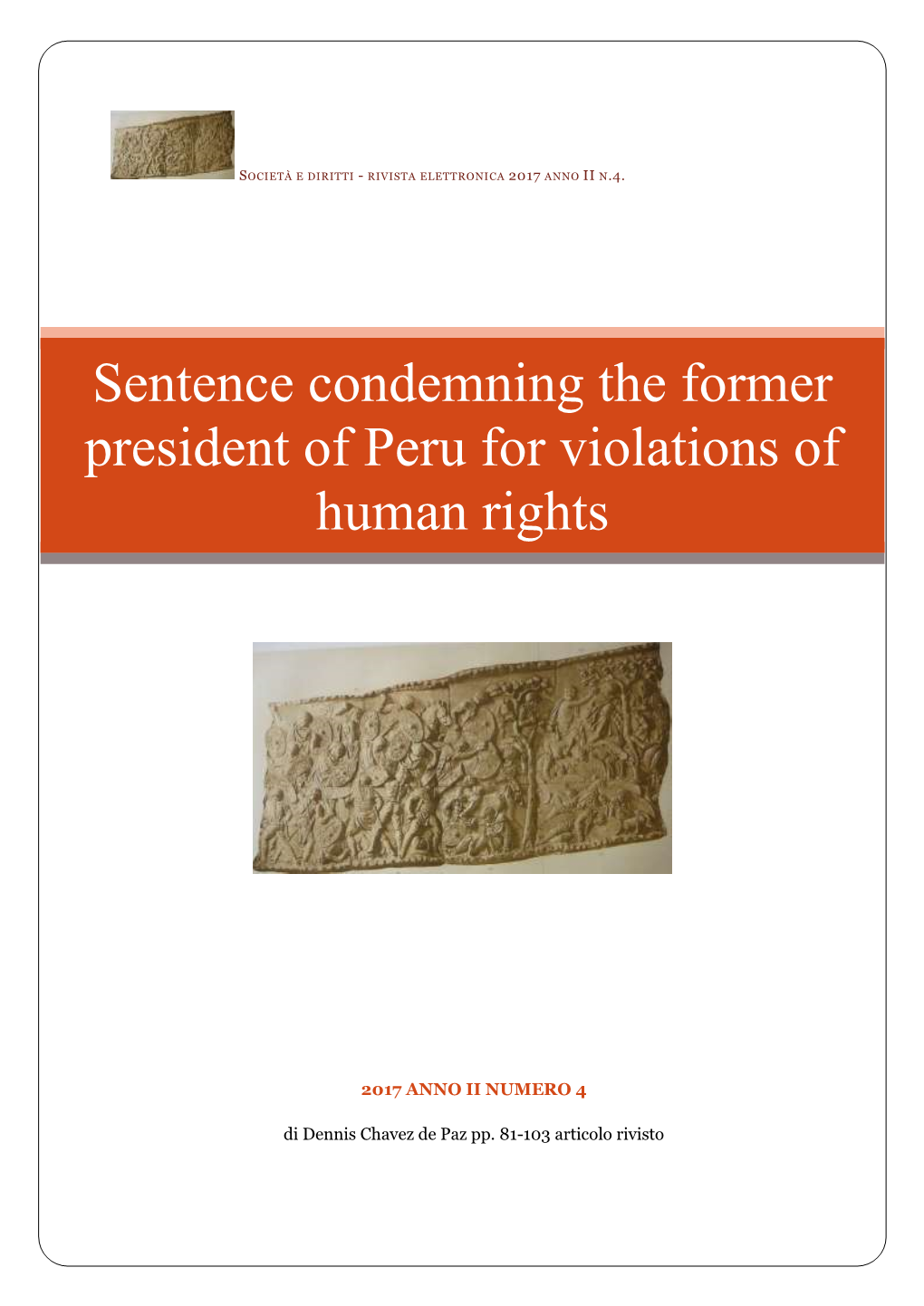 Sentence Condemning the Former President of Peru for Violations of Human Rights