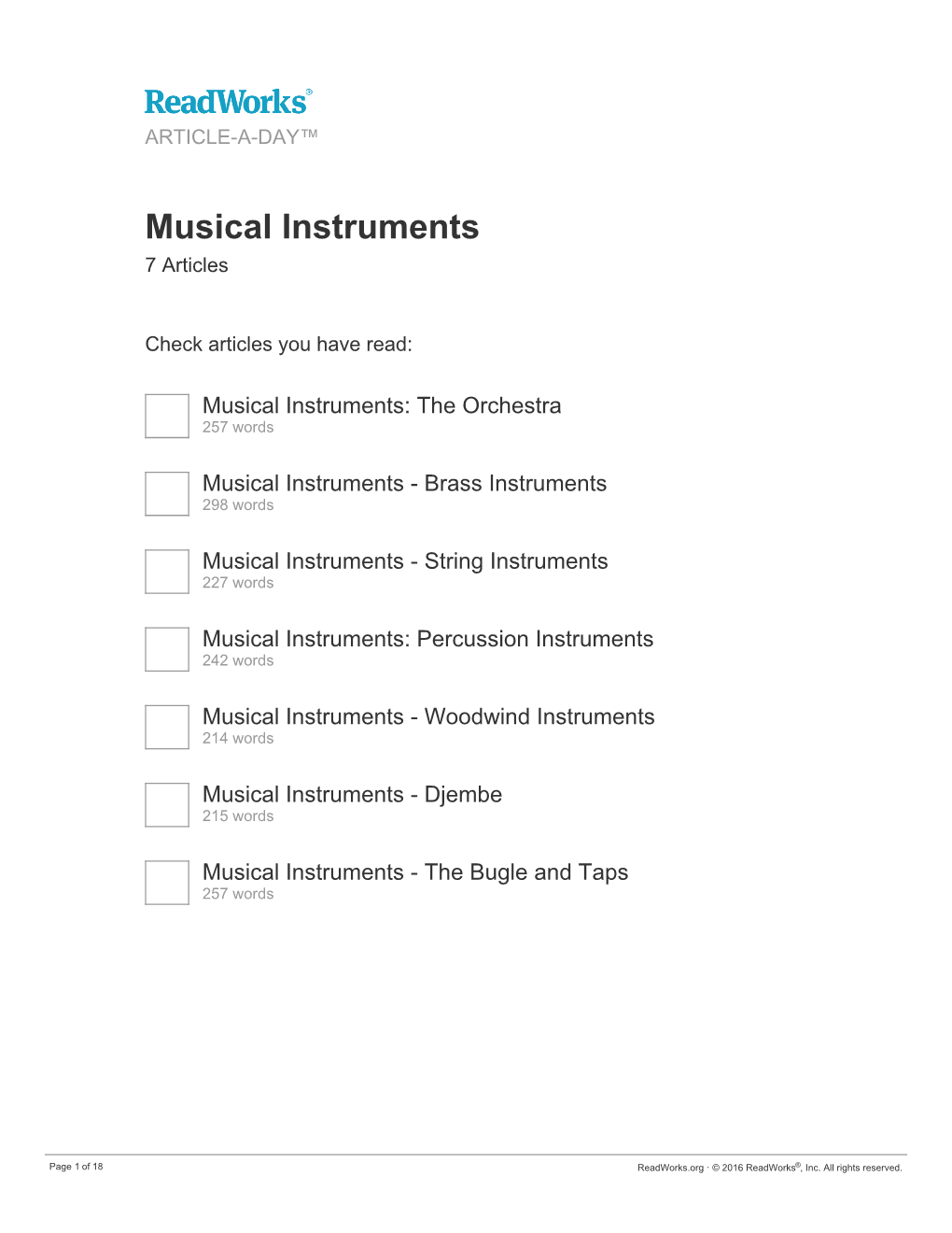 Musical Instruments 7 Articles