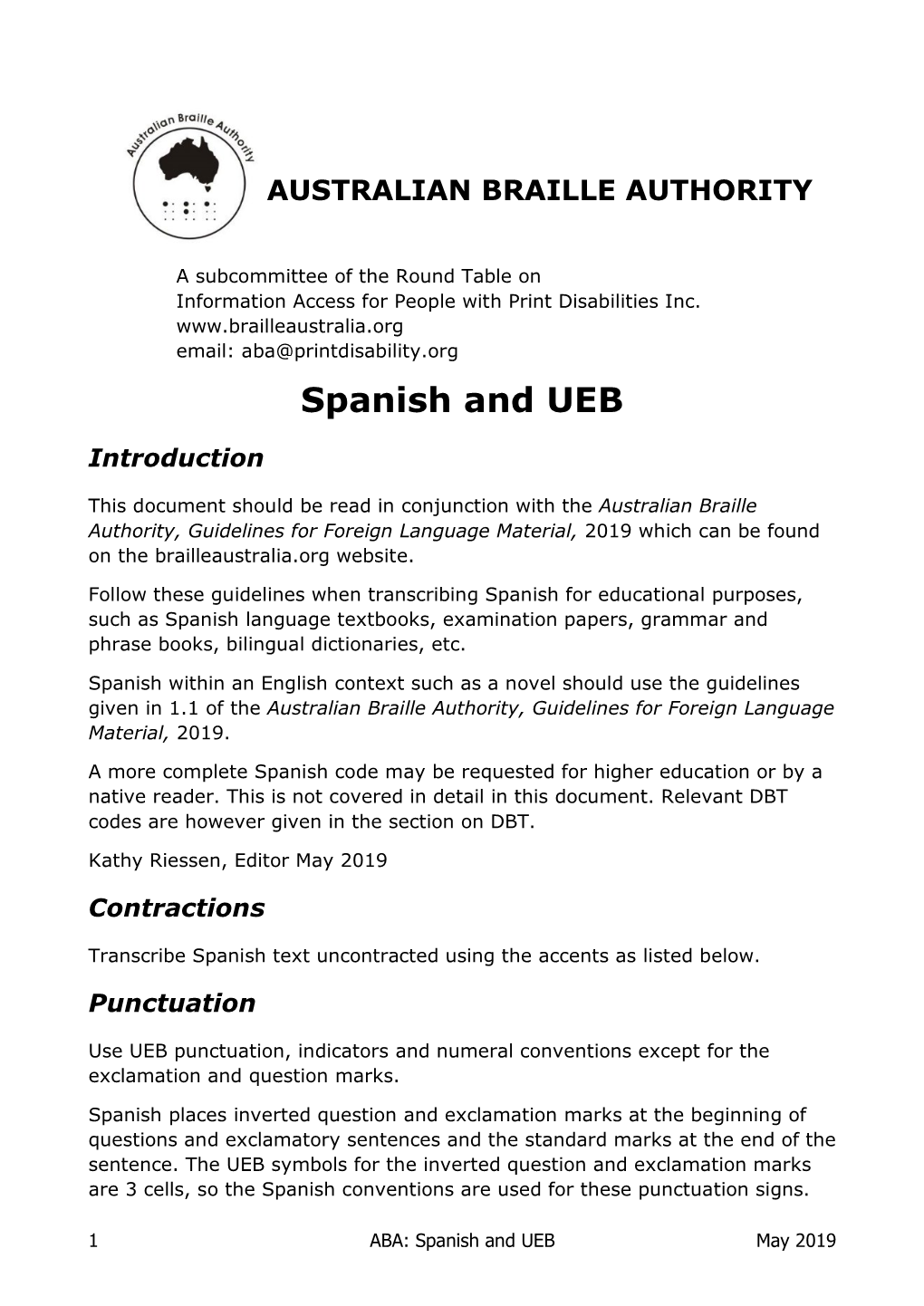 Spanish and UEB