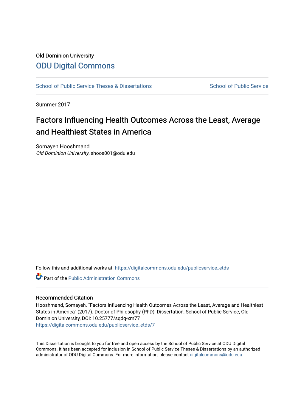 Factors Influencing Health Outcomes Across the Least, Average and Healthiest States in America