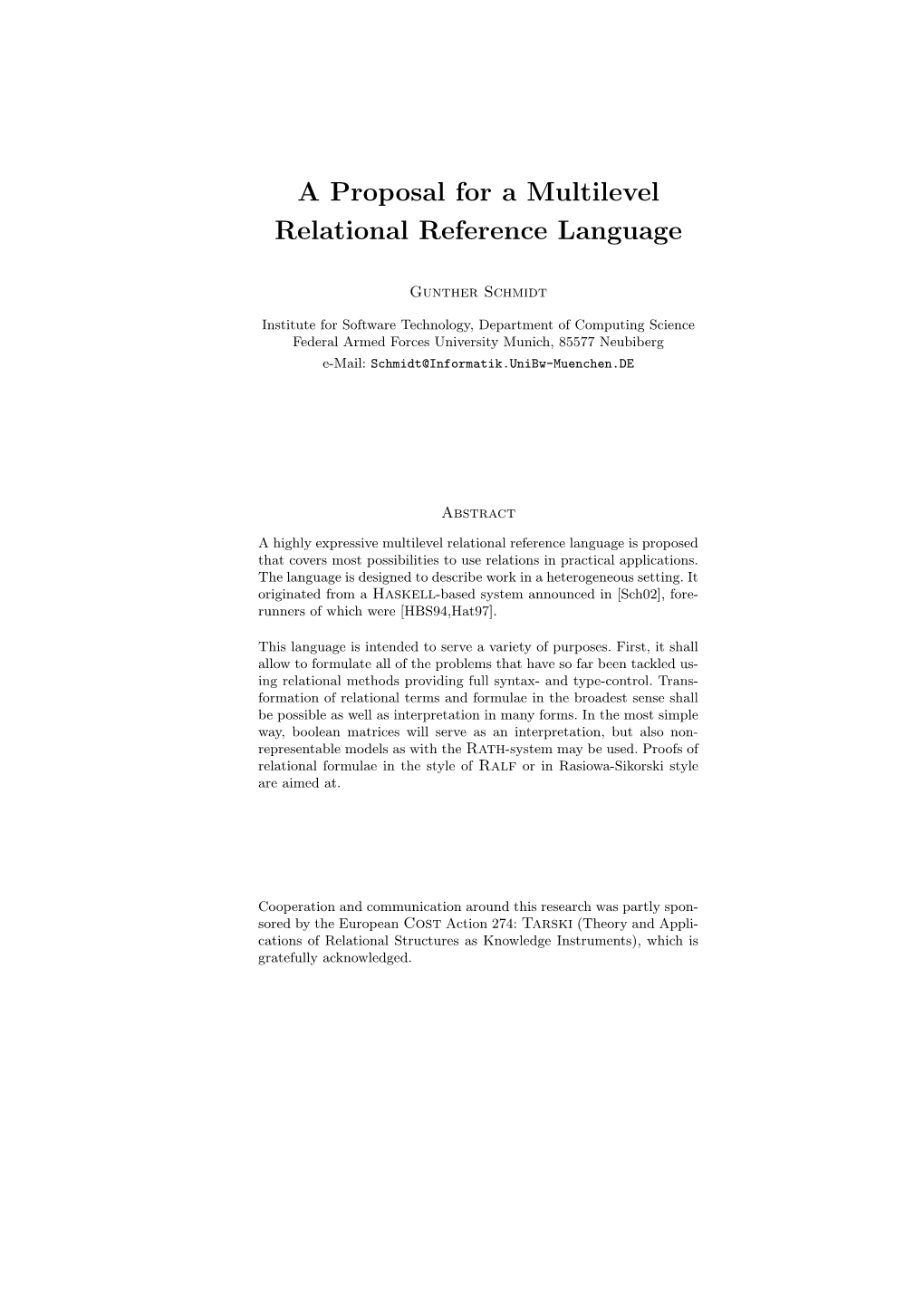 A Proposal for a Multilevel Relational Reference Language