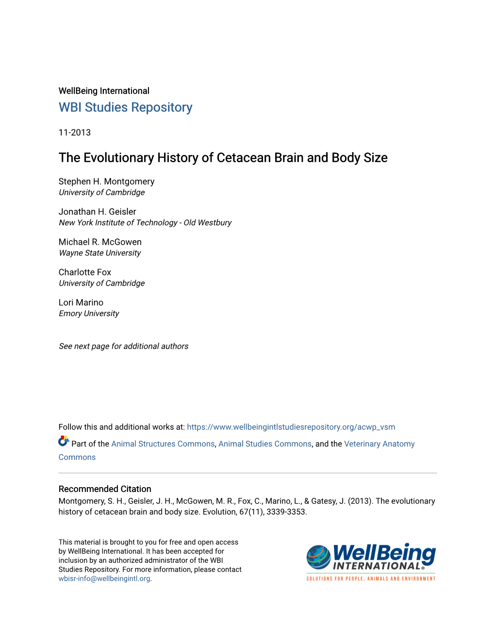 The Evolutionary History of Cetacean Brain and Body Size