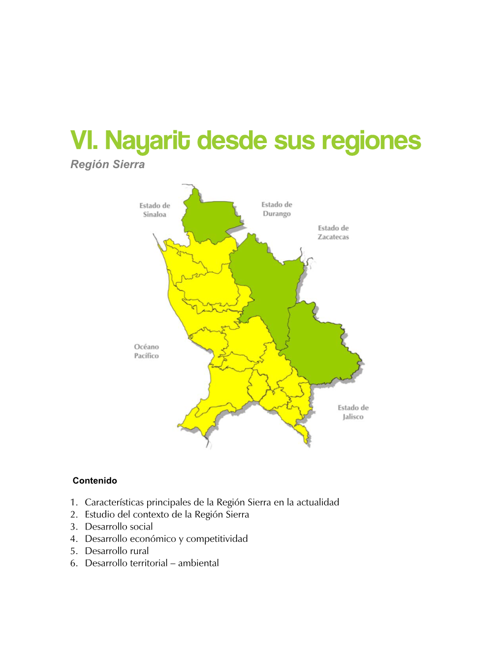 VI. Nayarit Desde Sus Regiones Región Sierra