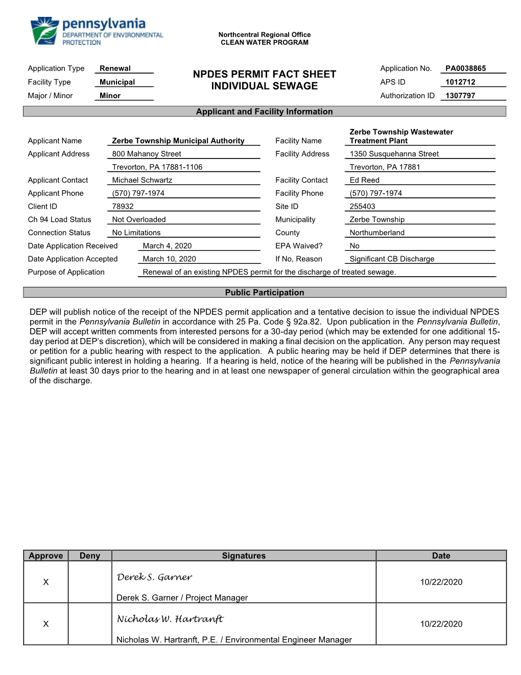 Npdes Permit Fact Sheet Individual Sewage