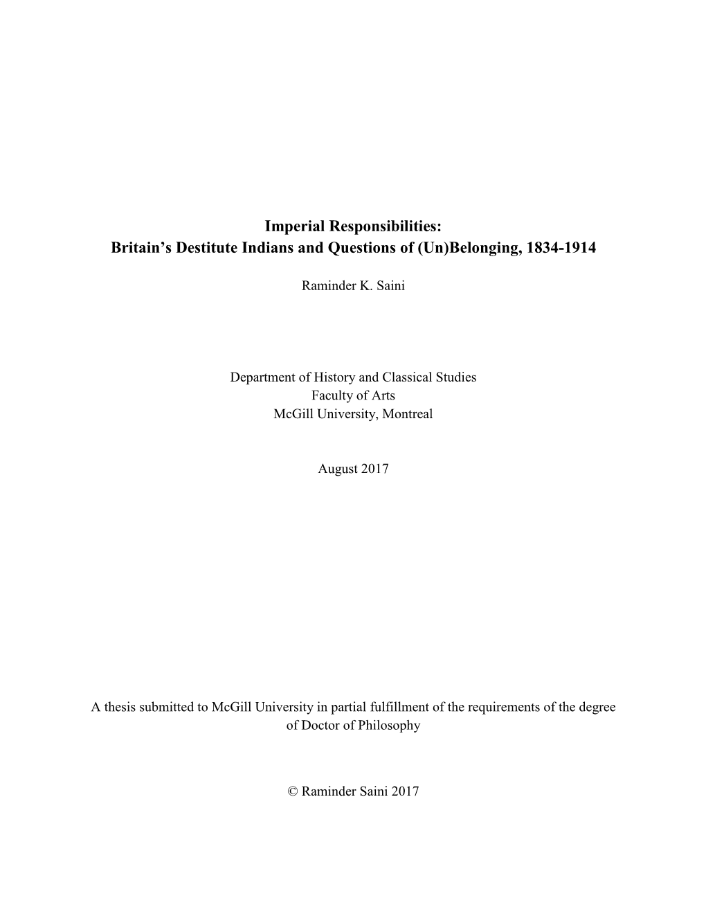 Britain's Destitute Indians and Questions Of