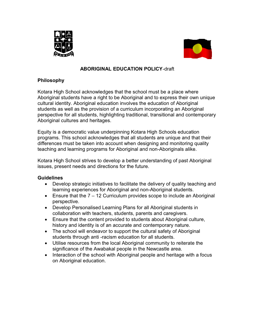 ABORIGINAL EDUCATION POLICY-Draft