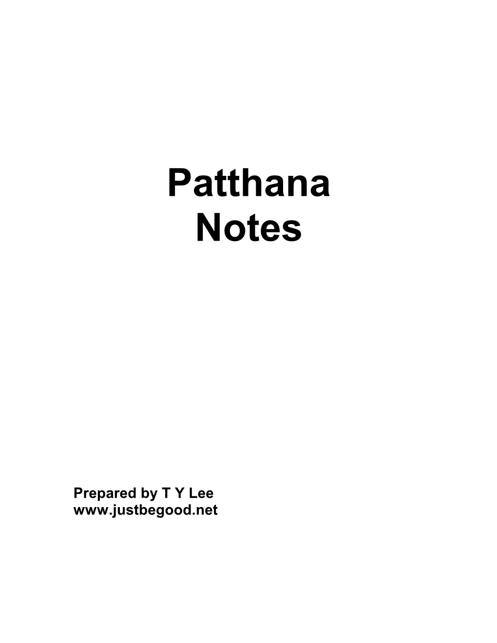 Patthana Notes