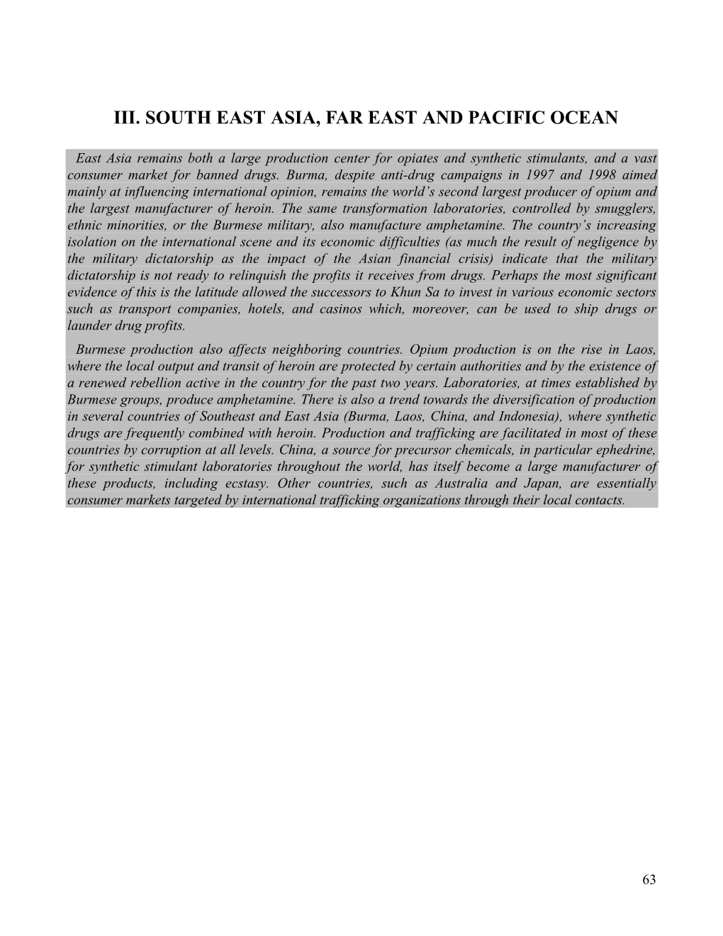 Iii. South East Asia, Far East and Pacific Ocean