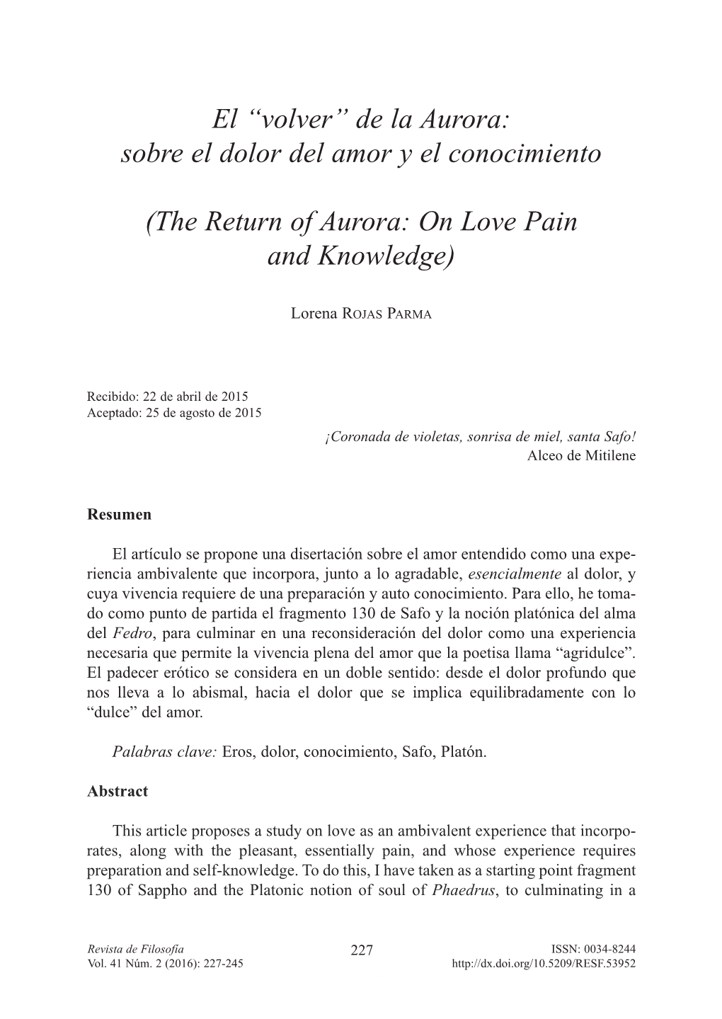 Sobre El Dolor Del Amor Y El Conocimiento