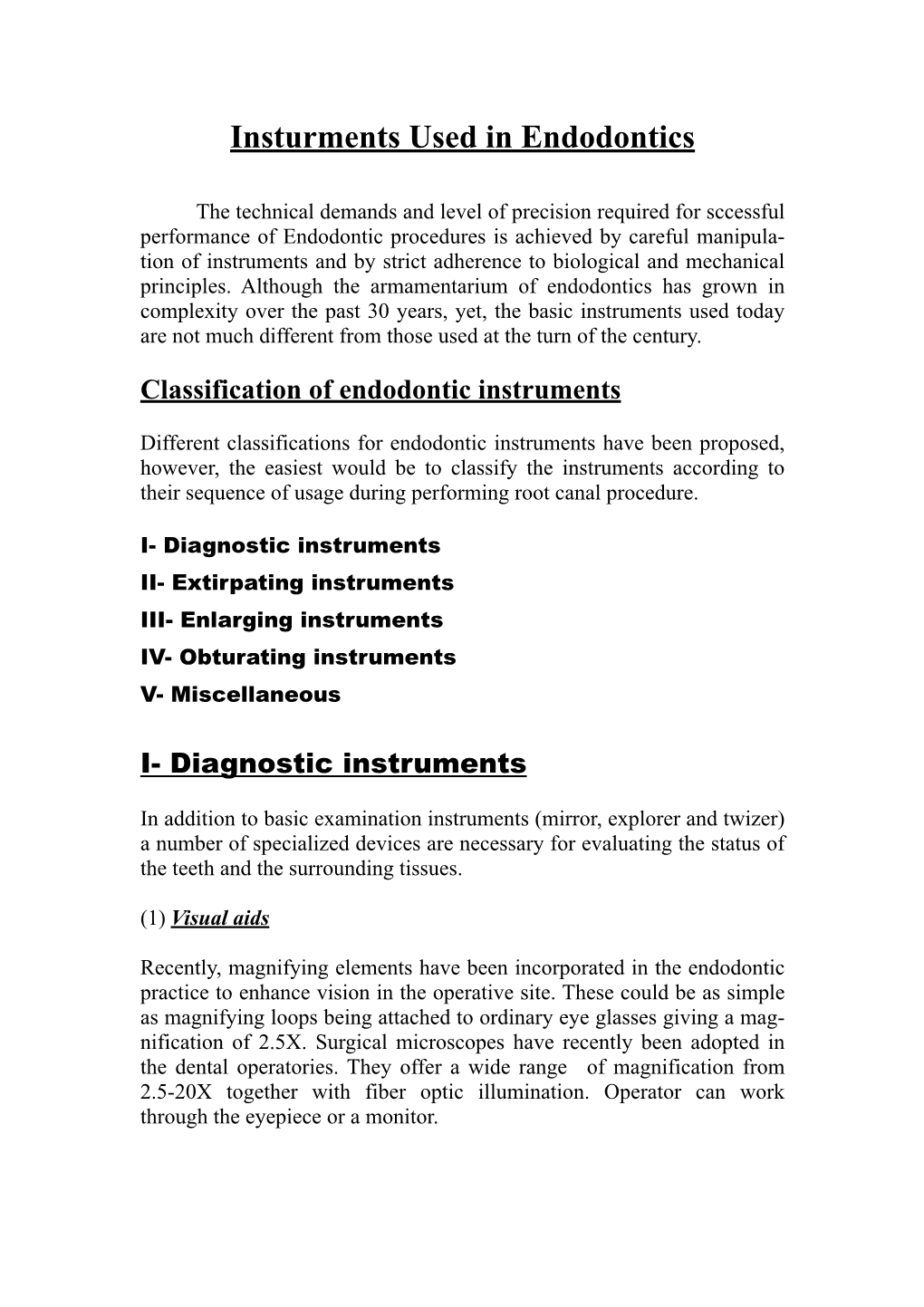 Instruments Used in Endodontics