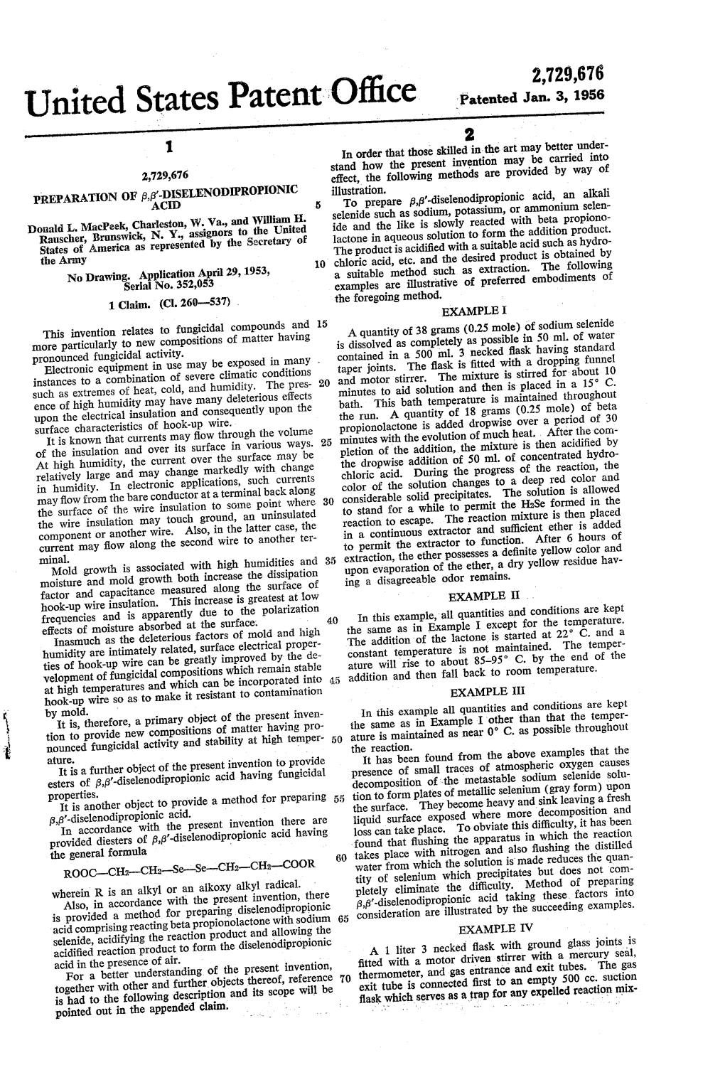 United States Patent Office Patented Jan