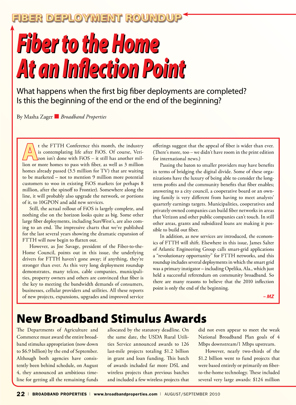 Fiber to the Home at an Inflection Point