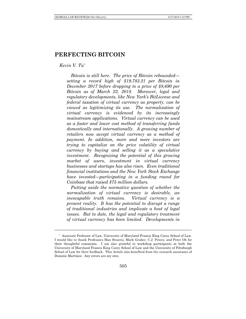 Perfecting Bitcoin