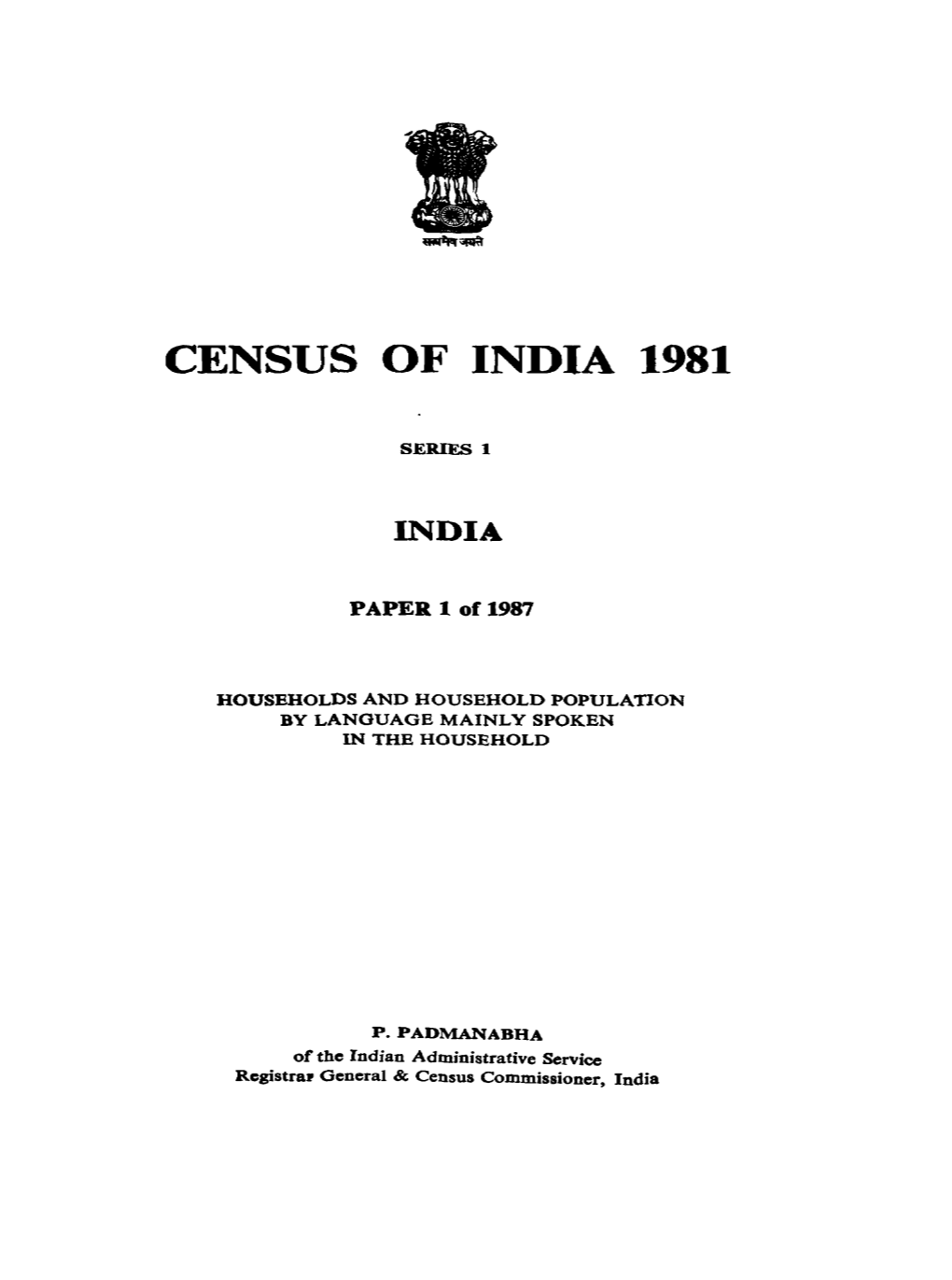 Households and Household Population by Language Mainly Spoken in the Household, Series-1, India