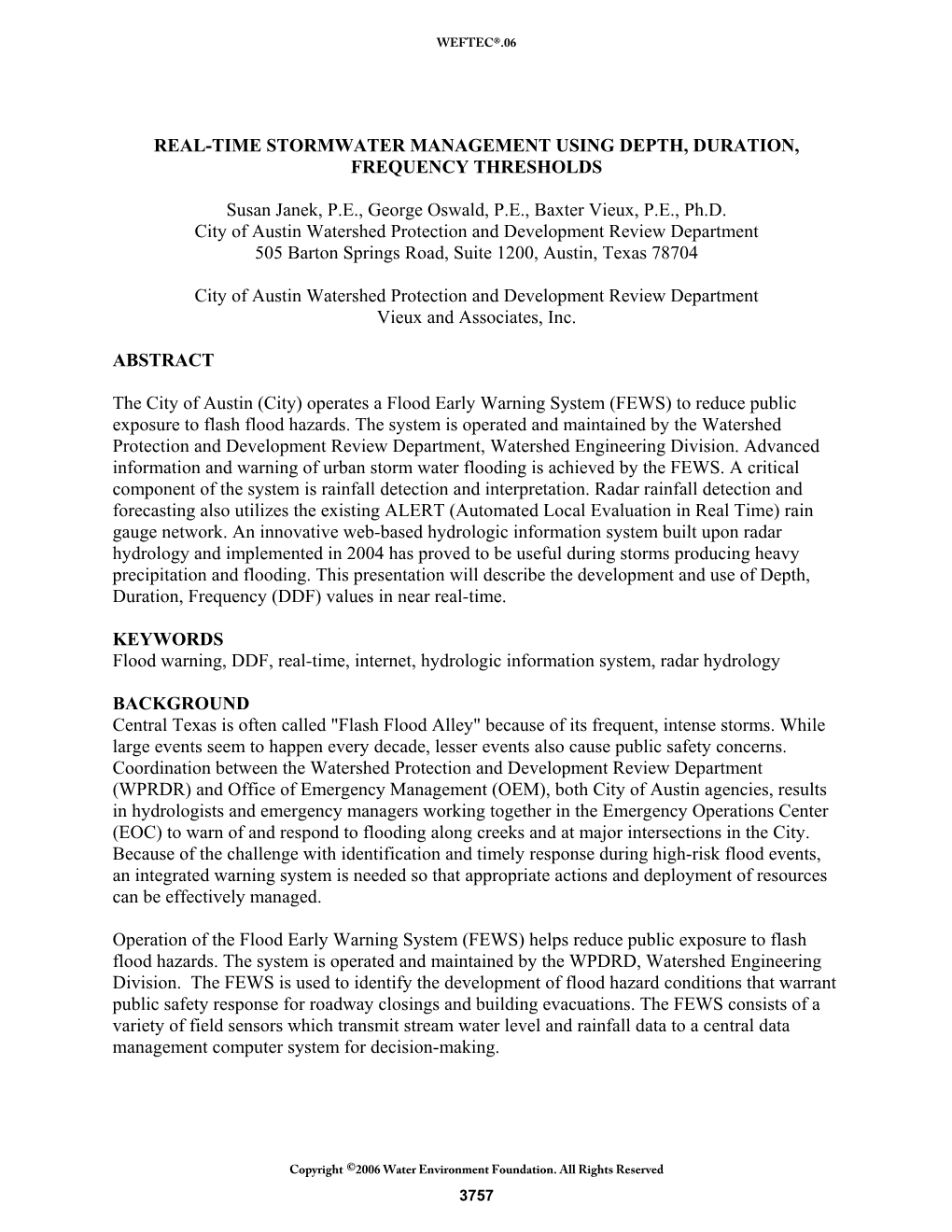 Real-Time Stormwater Management Using Depth, Duration, Frequency Thresholds