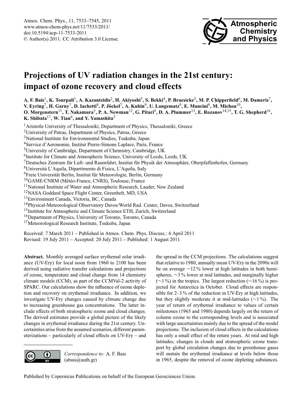 Projections of UV Radiation Changes in the 21St Century: Impact of Ozone Recovery and Cloud Effects