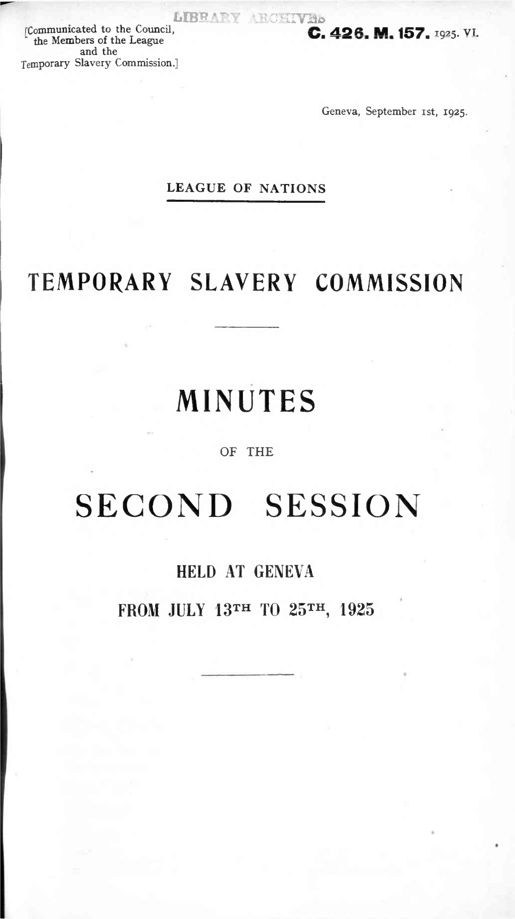 Temporary Slavery Commission Minutes