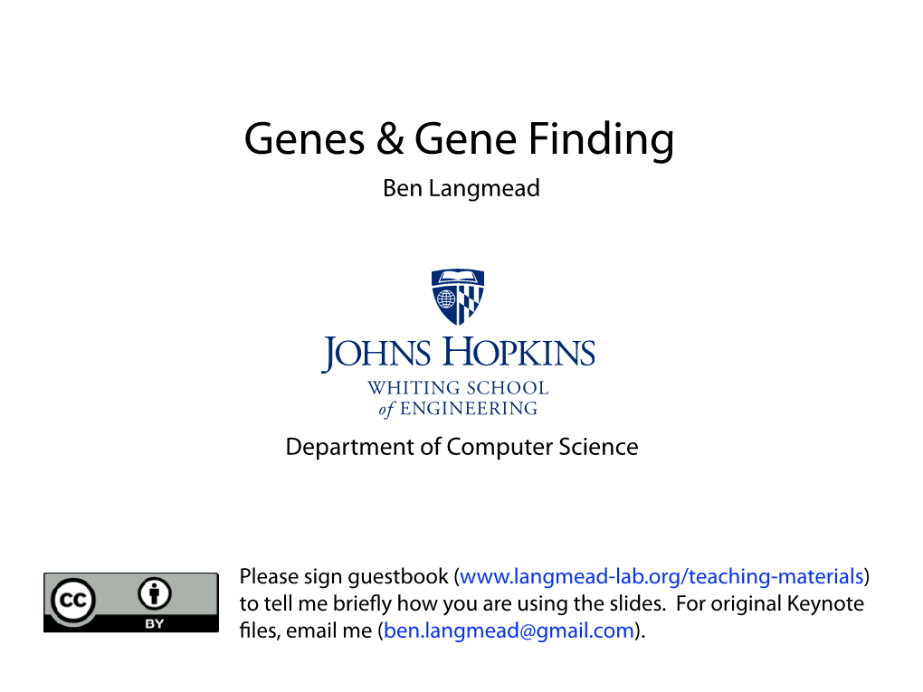 Genes & Gene Finding