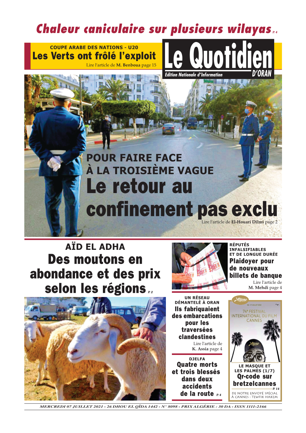 Le Retour Au Confinement Pas Exclu Lire L'article De El-Houari Dilmi Page 2