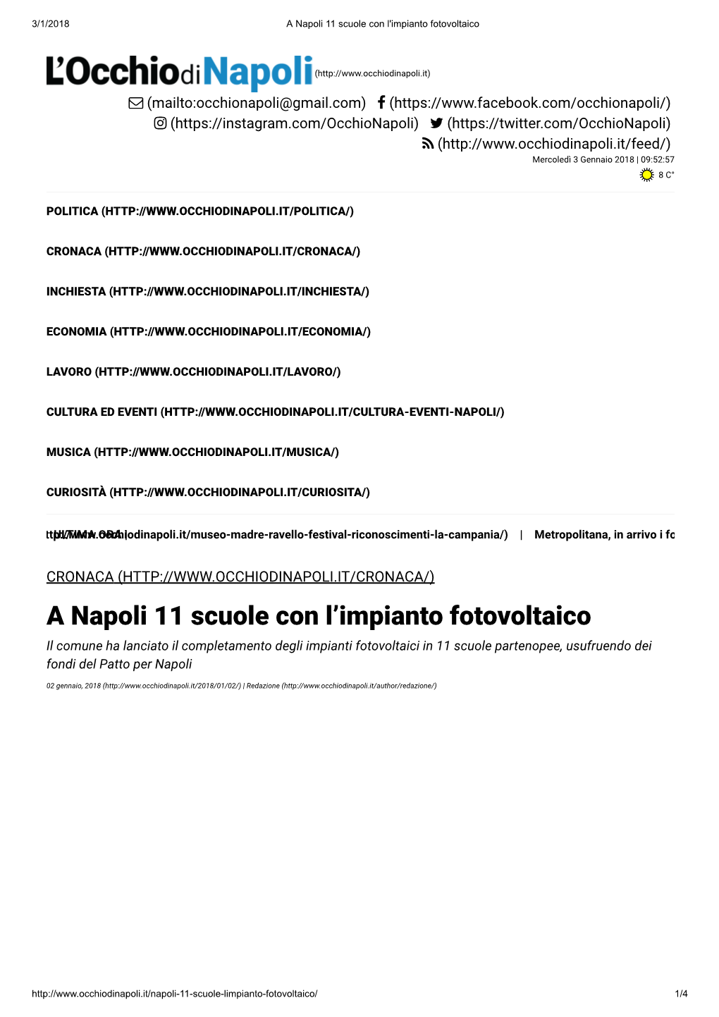 A Napoli 11 Scuole Con L'impianto Fotovoltaico