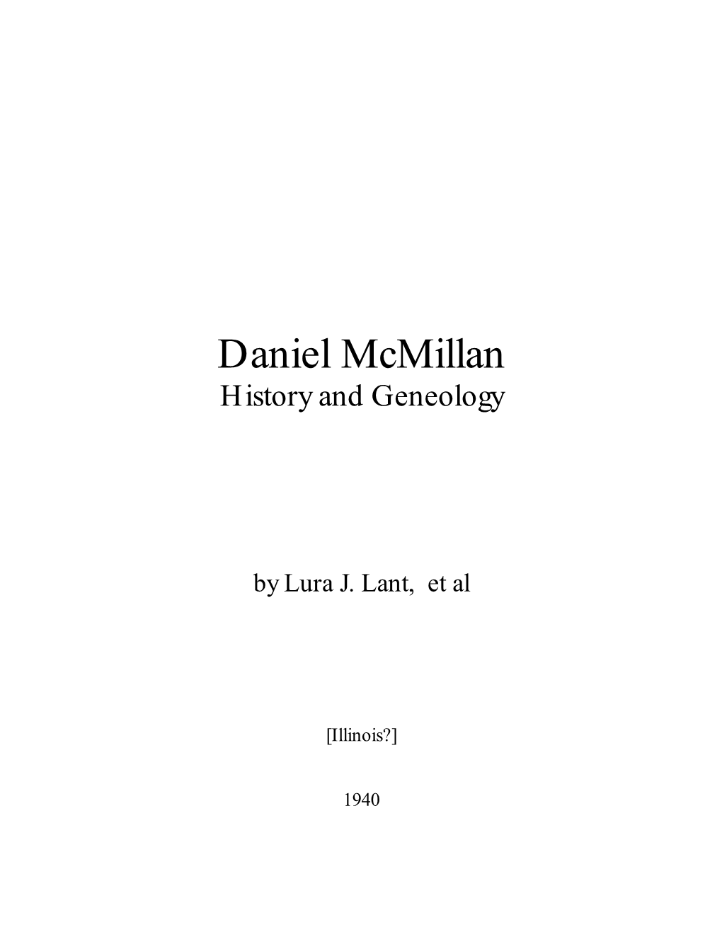 Daniel Mcmillan History and Geneology