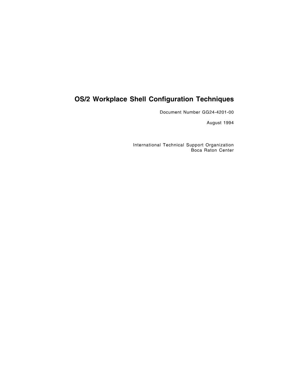 OS/2 Workplace Shell Configuration Techniques