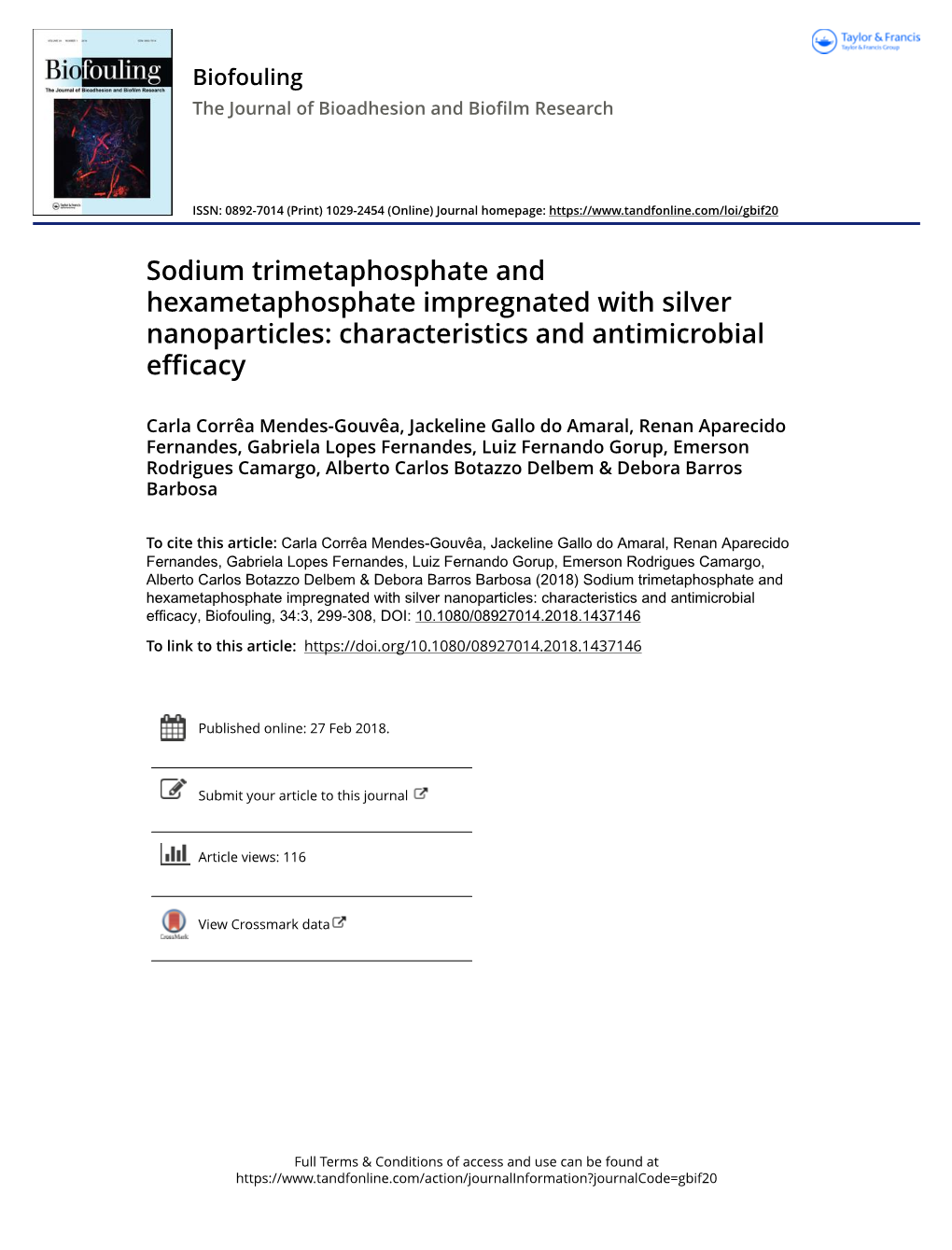 Sodium Trimetaphosphate and Hexametaphosphate Impregnated with Silver Nanoparticles: Characteristics and Antimicrobial Efficacy